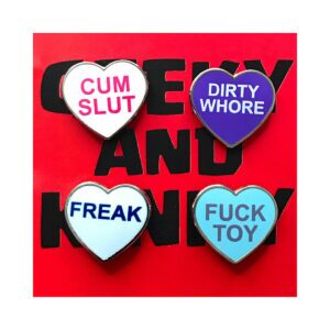 G&K Heart Pin 4pk Cum Slut, etc