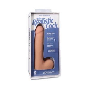 9 inch Dildo Doc Johnson Vanilla Ivory Beige The Realistic Cock ULTRASKYN Vac U Lock with Balls Vanilla