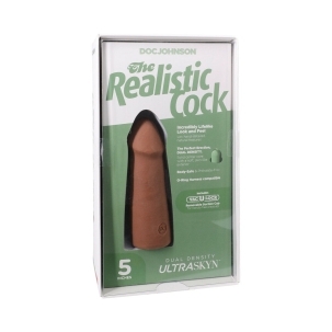 5 inch Dildo by Doc Johnson in Tan Light Brown Mocha shown for use by Her or Him