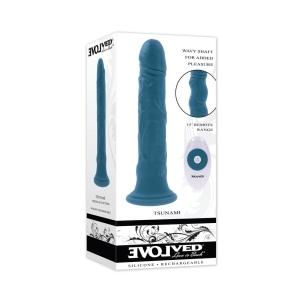 Dildo by Evolved in Teal Turquoise Aqua shown for use by Her or Him