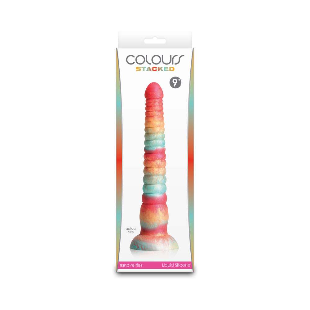 9 inch Dildo by NS Novelties in Multi-Color shown for use by Her or Him
