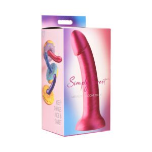 7 inch Dildo Curve Novelties Hot Pink Magenta Fuchsia Simply Sweet Metallic Silicone