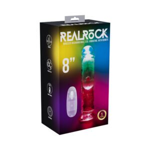 8 inch Dildo Shots Clear RealRock Wireless Rechargeable Remote Control LED Vibrating