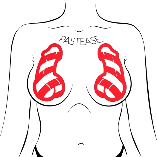 Wearing Candy Cane Penises nipples covers by Pastease can be fun and sexy!