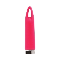 Pink VeDO vibrator Lasso Rechargeable shown in hand for scale