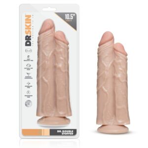 10.5 inch Dildo Blush Vanilla Ivory Beige Dr Skin Dr Double Stuffed Double Shaft Beige