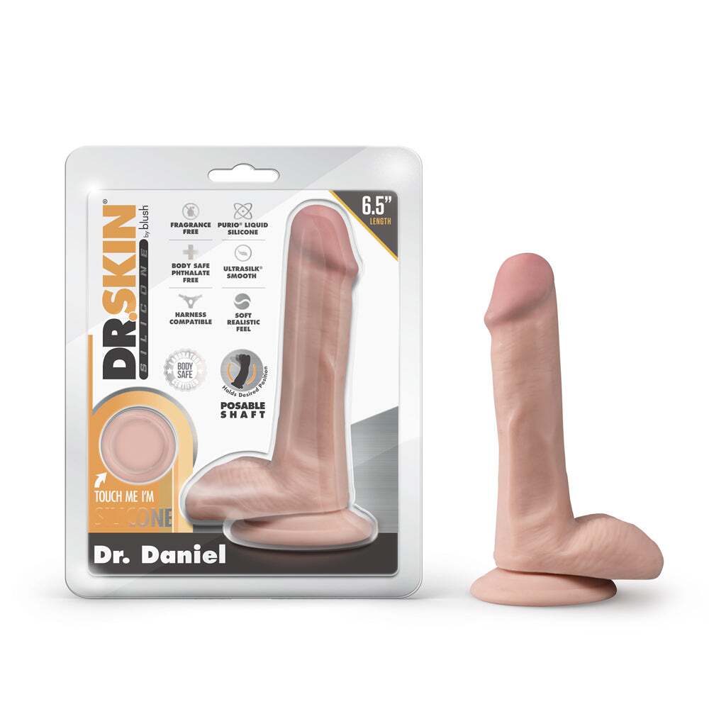 6.5 inch Dildo by Blush in Vanilla Ivory Beige shown for use by Her or Him