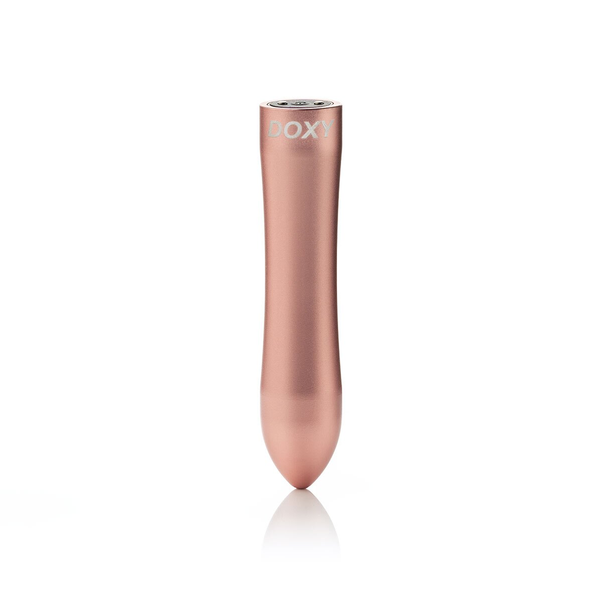 Rose Gold Doxy vibrator Rose shown in hand for scale