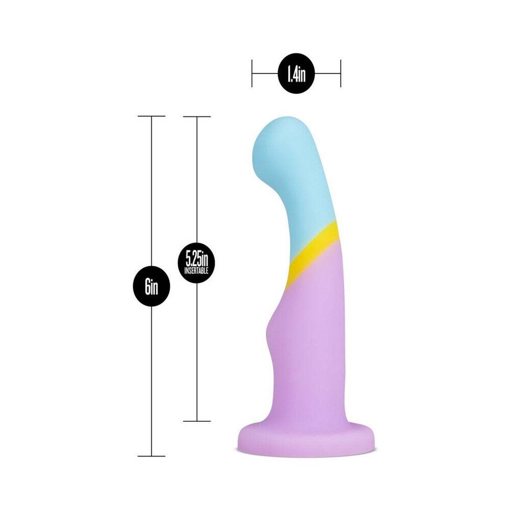 6 inch Dildo by Blush in Multi-Color displayed for pegging Him or Her