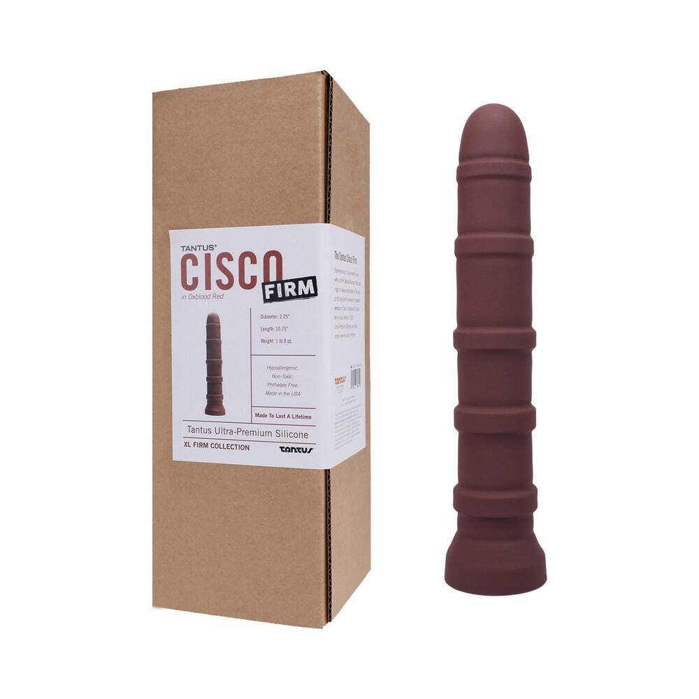 Dildo by Tantus in Wine Red Burgundy shown for use by Her or Him