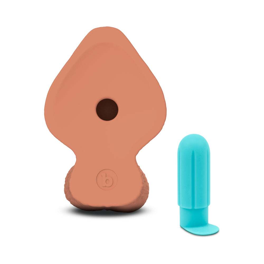 Dildo by b-Vibe in Tan Light Brown Mocha shown for pegging Her or Him