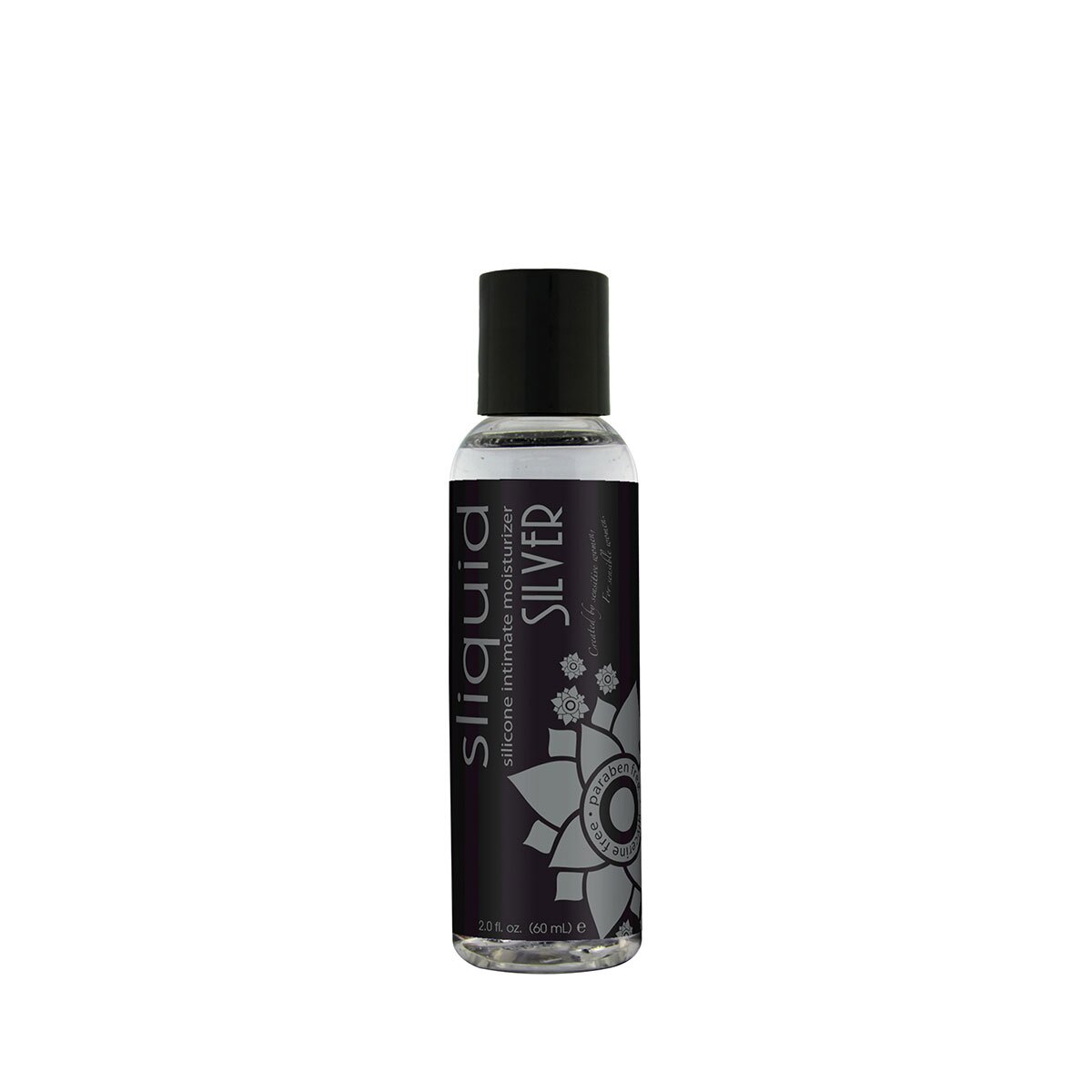2 oz Silicone Lube Sliquid bottle showing smooth, long-lasting formula