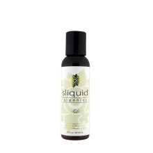 Bottle of 2 oz Organic Lube Sliquid showing clean, plant-based formula