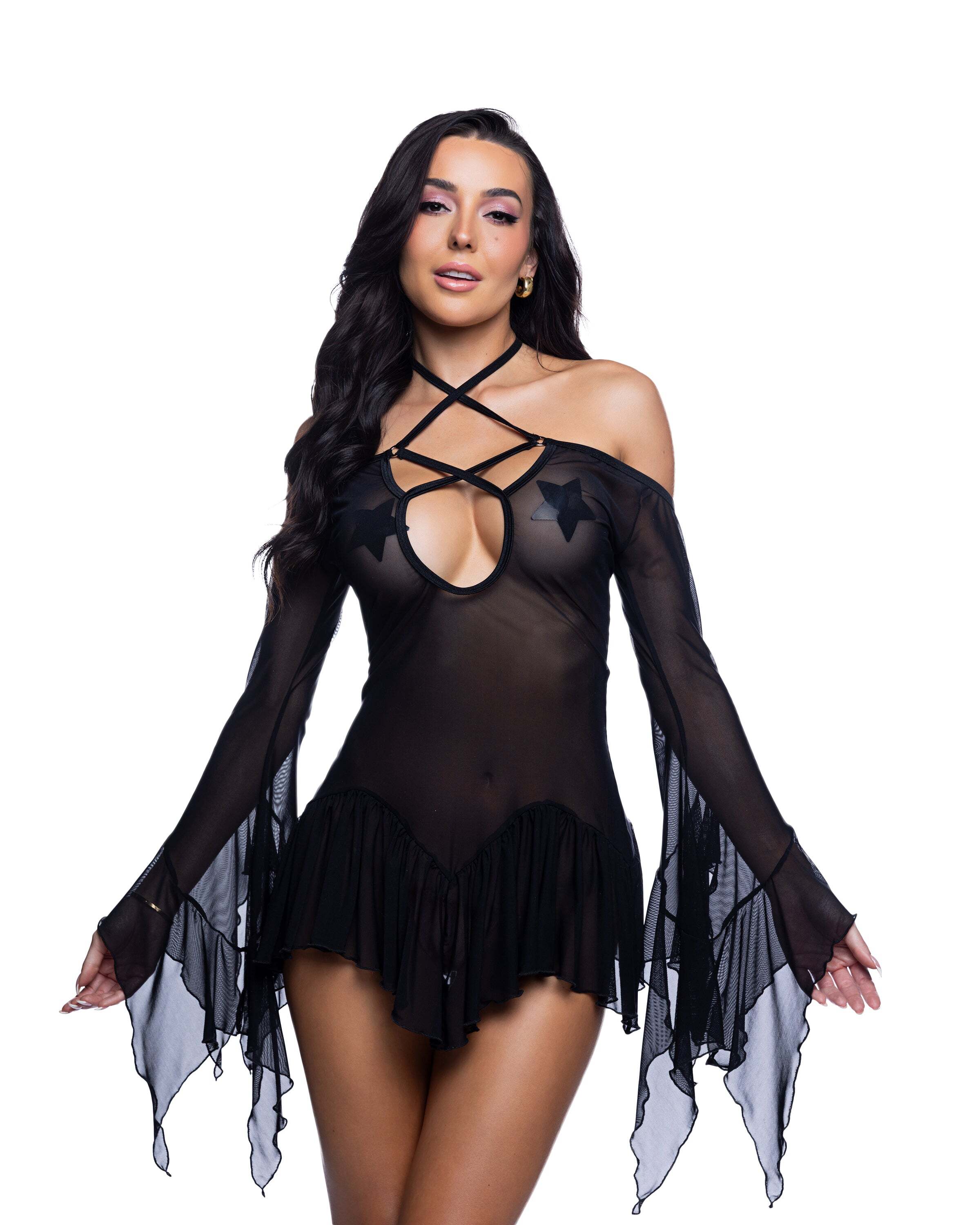 Black Flowing Rave Dress with easy one-piece styling