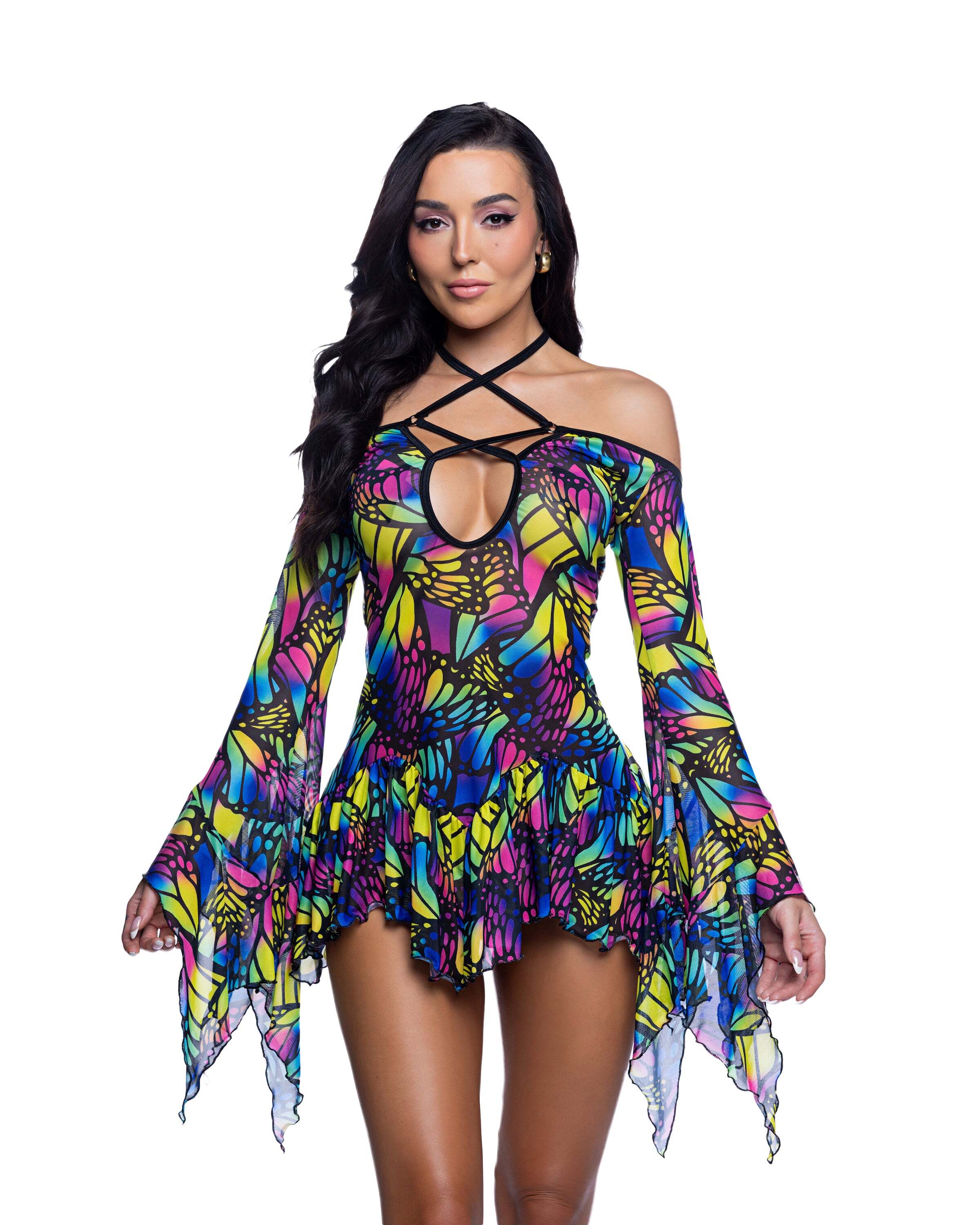 Butterfly Flowing Rave Dress with easy one-piece styling