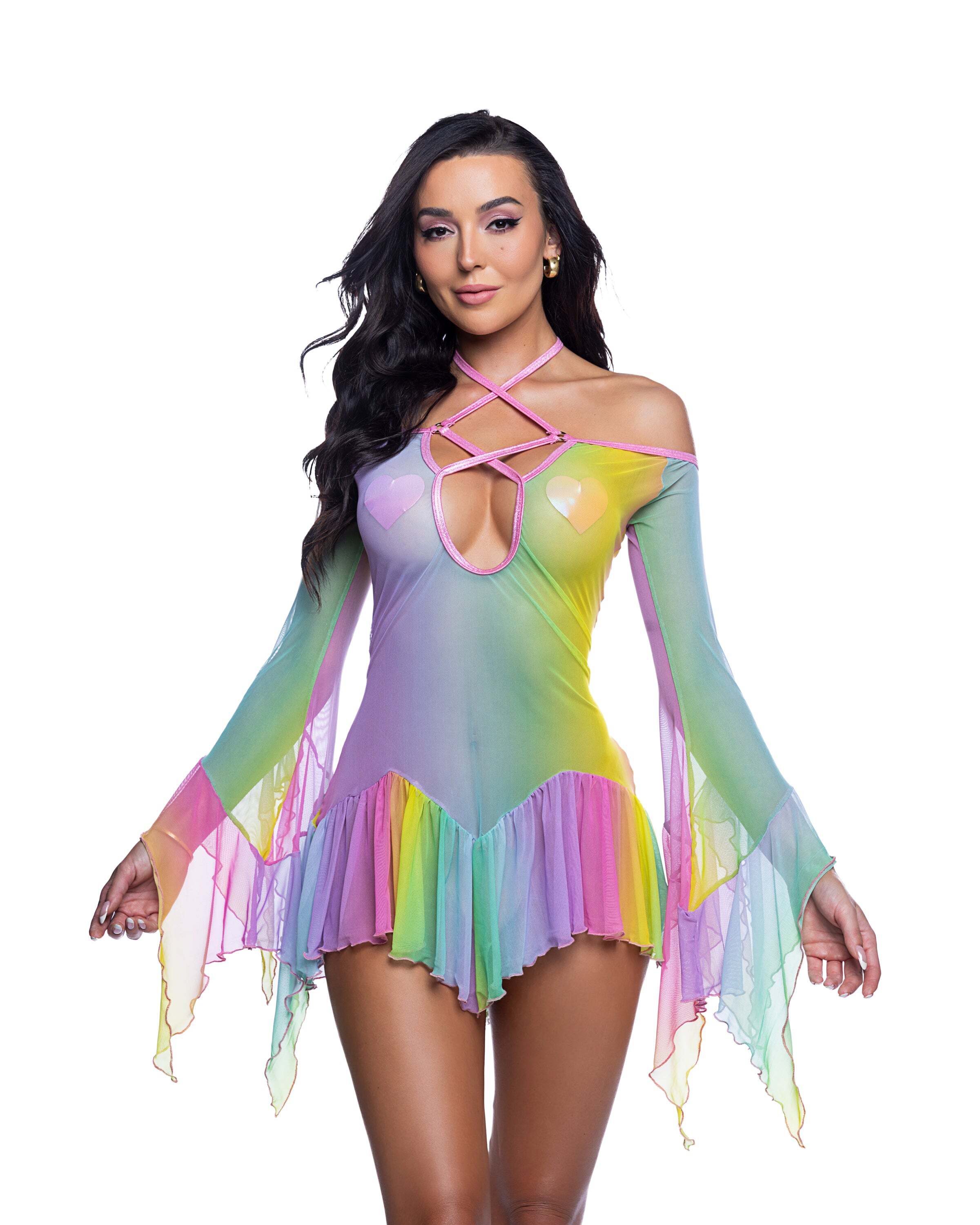 Pastel Flowing Rave Dress with easy one-piece styling