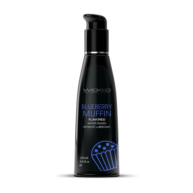 Wicked Aqua Blueberry Muffin 4oz flavored lubricant by Wicked Sensual Care for yummy sex.