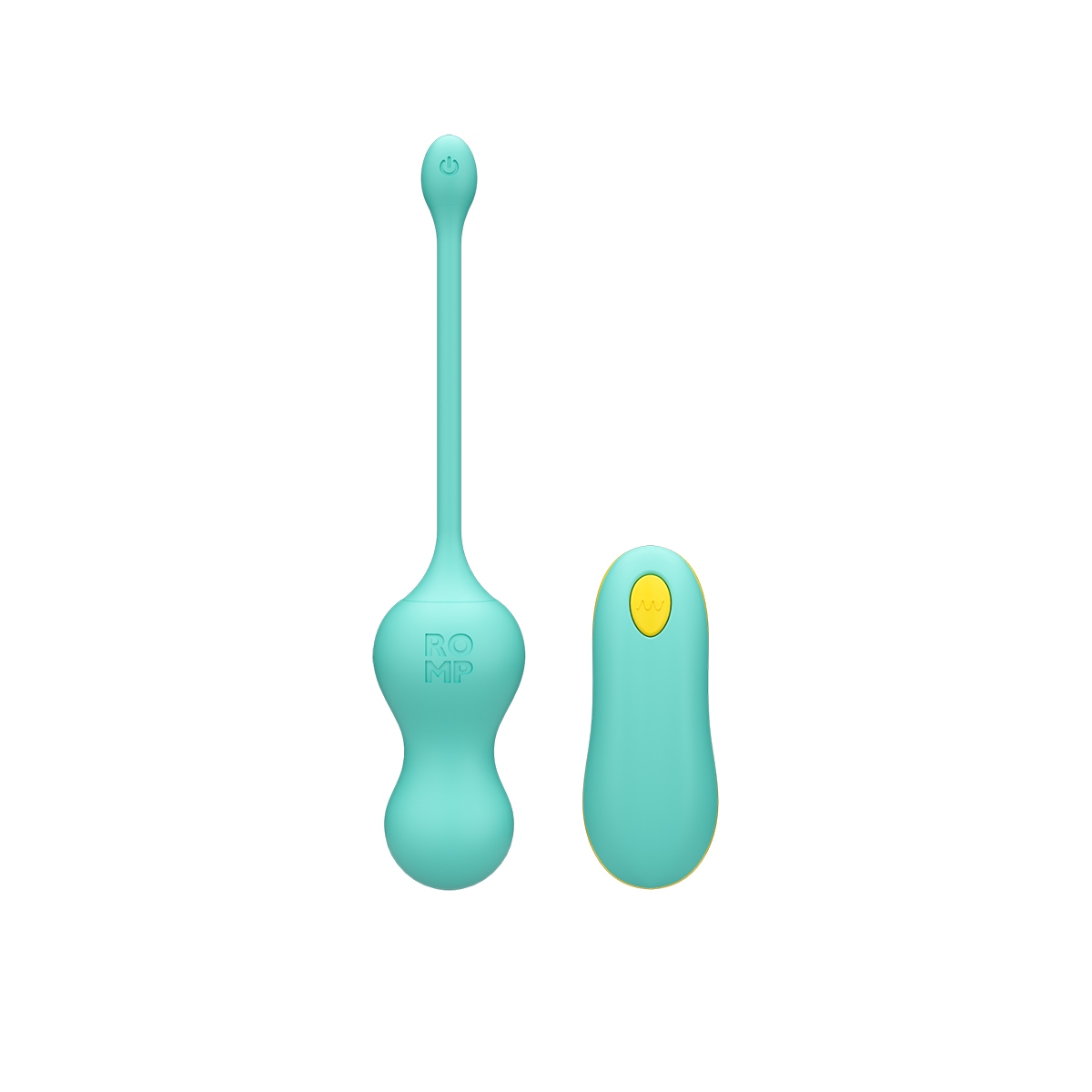 Angled view of the Aqua ROMP vibrator designed for intimate use