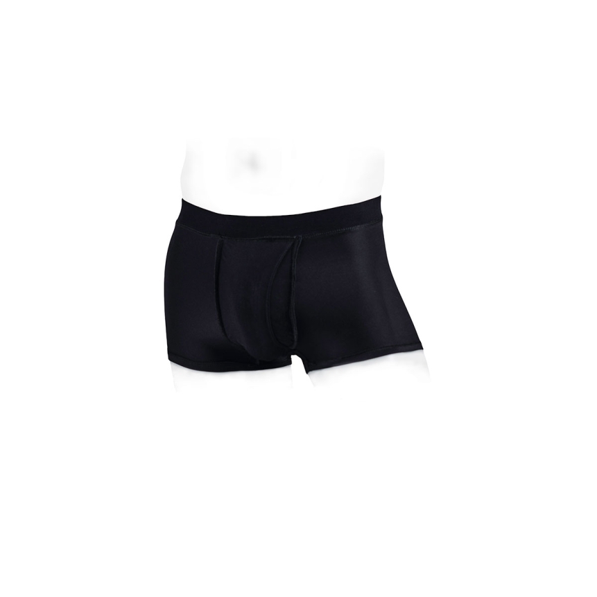 The large pete trunks black harness dildo is styled with modern detailing that enhances both aesthetics and performance
