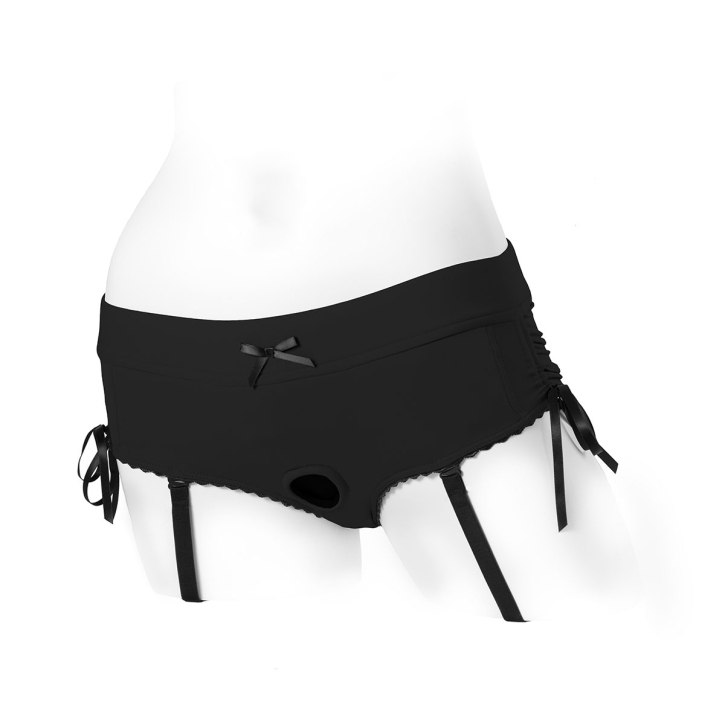 This Medium Sasha Harness Dildo Black Black Nylon model features a sophisticated fit engineered for secure, comfortable wear