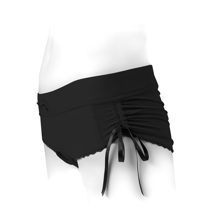 Best SpareParts Sasha Harness Black/Black Nylon - Medium dildo panties made by SpareParts HardWear on sale at herVibrators.com