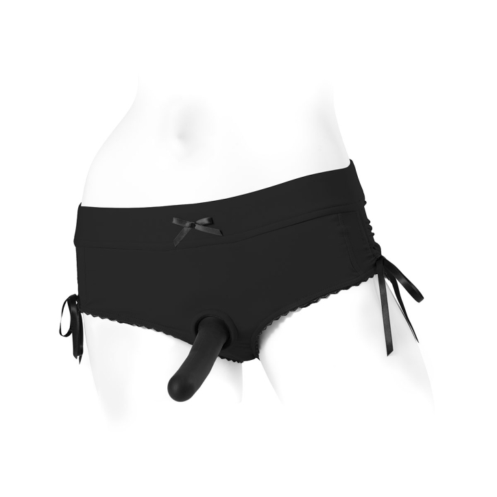 Best SpareParts Sasha Harness Black/Black Nylon - Medium dildo panties made by SpareParts HardWear on sale at herVibrators.com