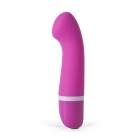 B Swish vibrator Bdesired Deluxe Curve Rose shown in hand for scale