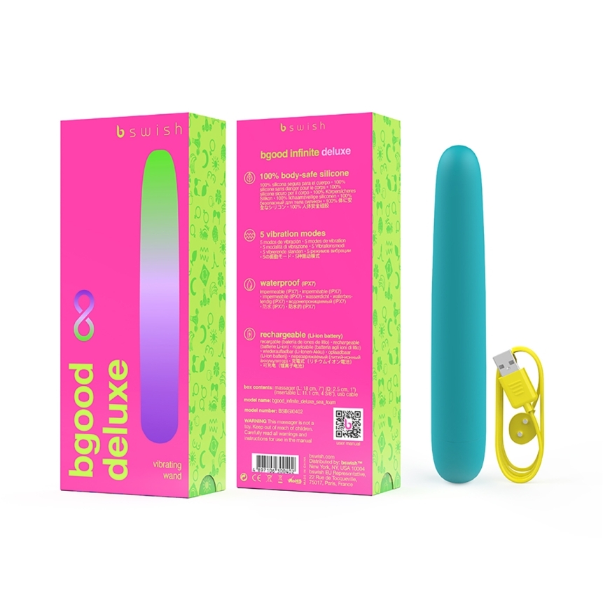 Angled view of the   vibrator designed for intimate use