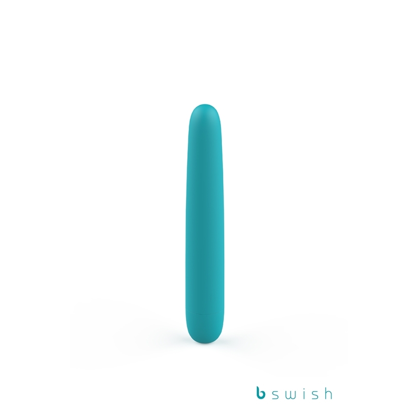 Vibrator b swish bgood deluxe infinite- sea foam shown in hand for scale