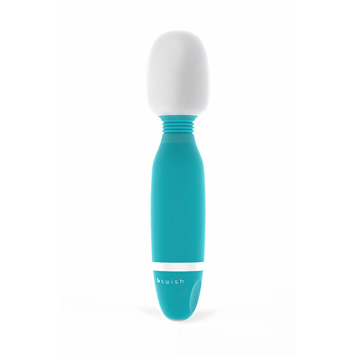 B Swish vibrator Bthrilled Classic Jade shown in hand for scale