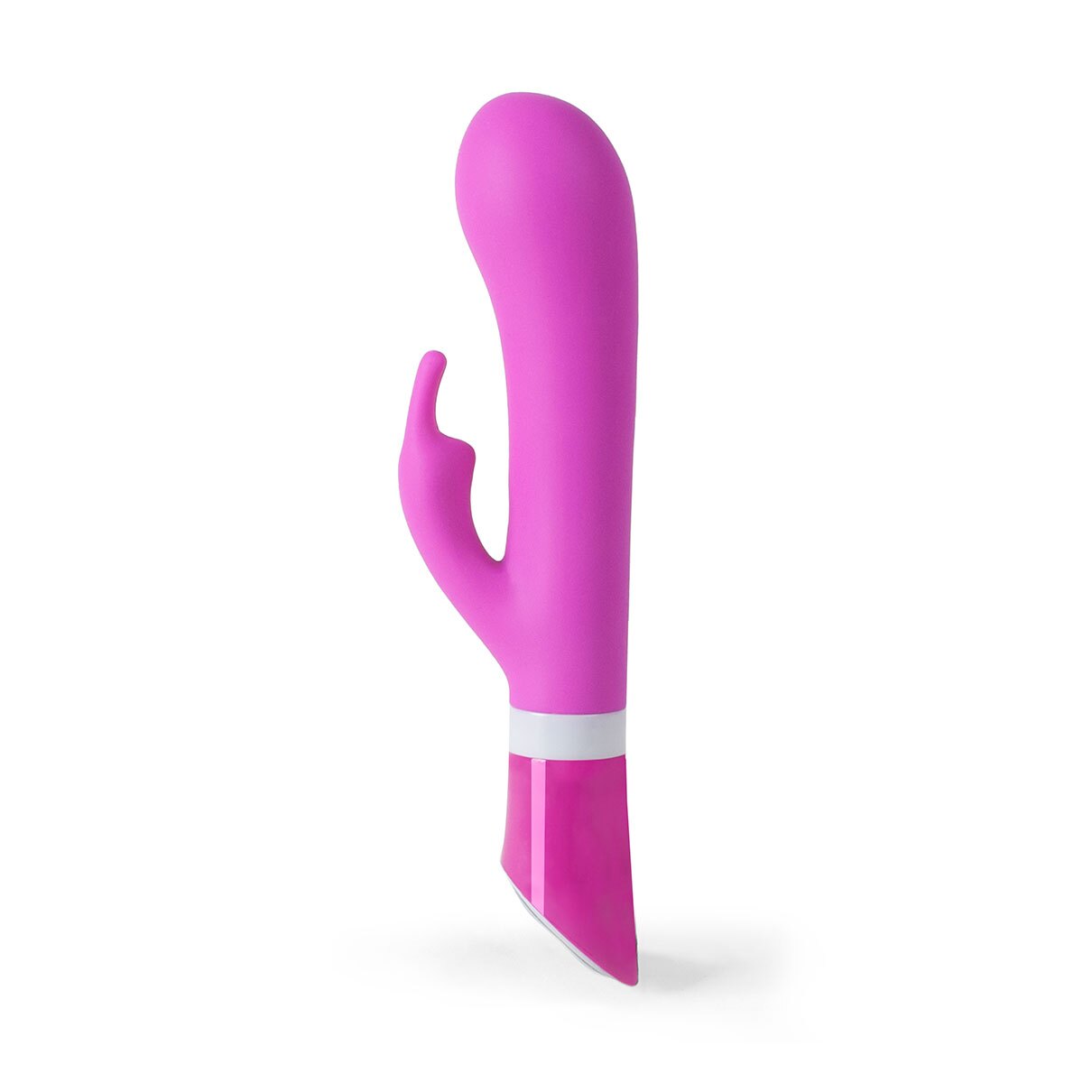 B Swish vibrator Bwild Deluxe Raspberry shown in hand for scale