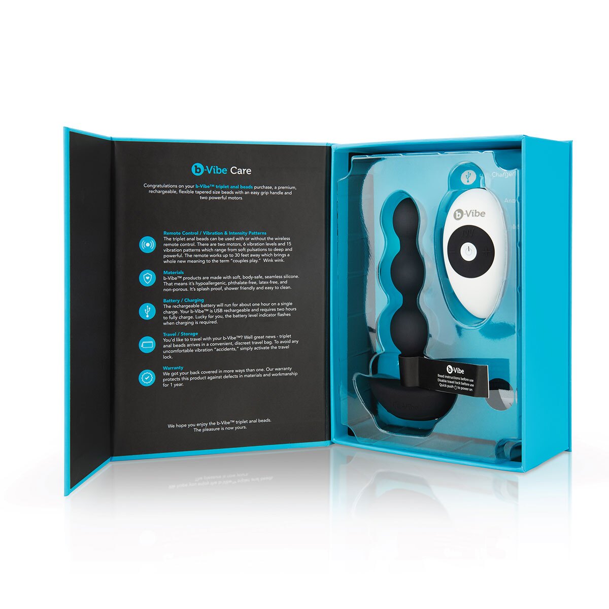 Close-up of the Black B-Vibe vibrator for texture detail