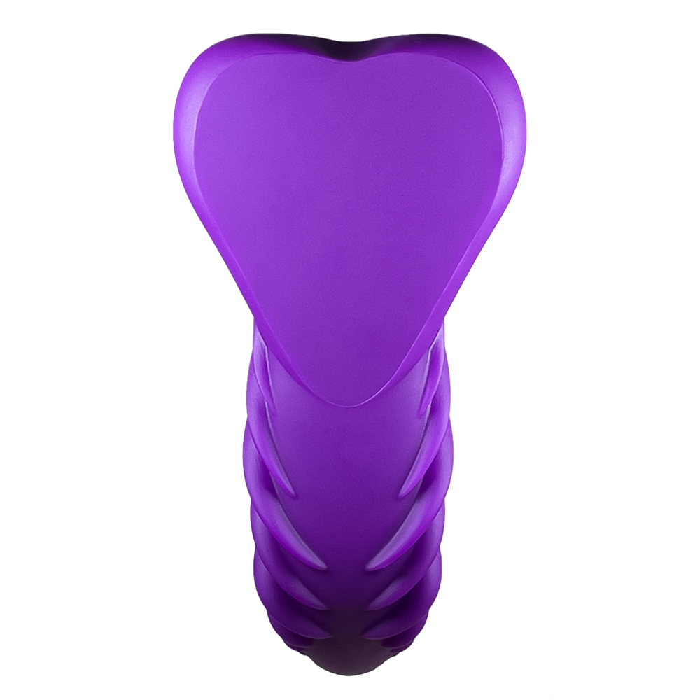 Angled view of the Purple Banana Pants vibrator designed for intimate use