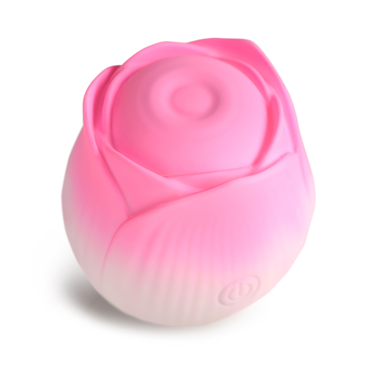Pink XR Brands vibrator positioned upright for display
