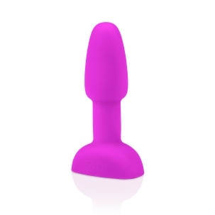 B-Vibe vibrator Rimming Petite Fuchsia shown in hand for scale