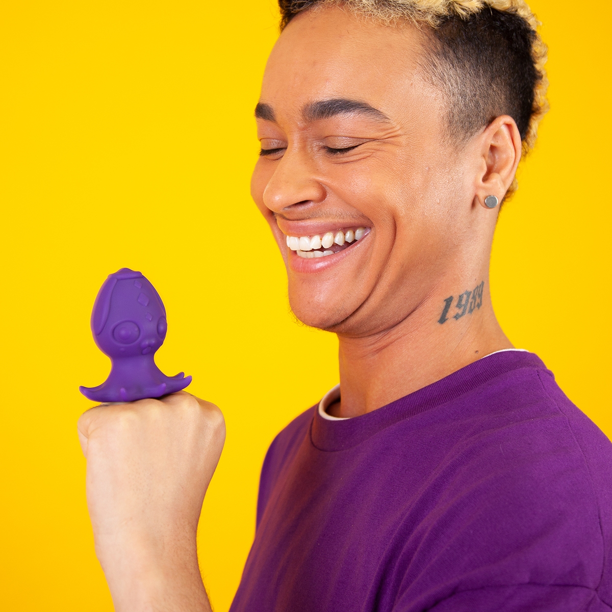 Close-up of the Purple Cute Little Fuckers vibrator for texture detail