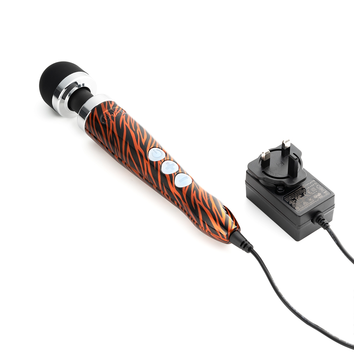Doxy vibrator Die Cast 3 Tiger shown in hand for scale