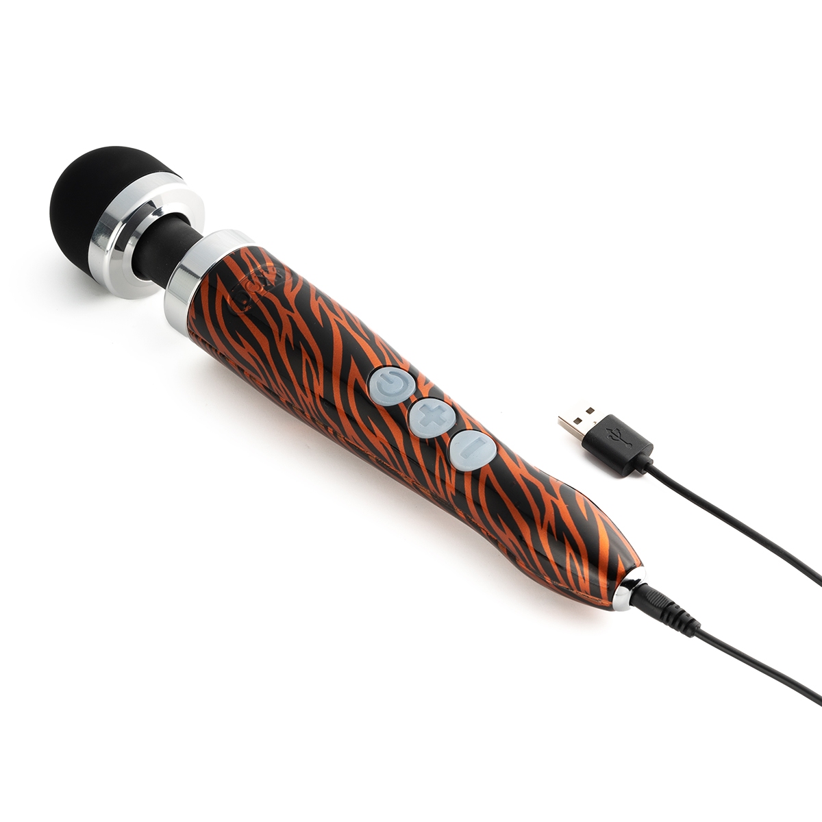 Doxy vibrator Die Cast 3R Tiger shown in hand for scale