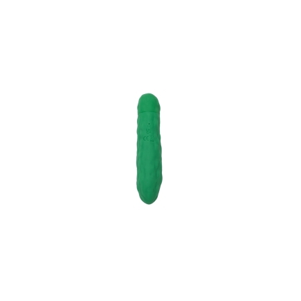 Emojibator vibrator Pickle USB shown in hand for scale