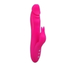 Pink Femme Funn vibrator Booster Rabbit shown in hand for scale