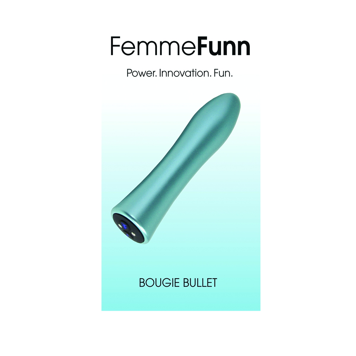 Fully assembled Blue Femme Funn vibrator with smooth exterior