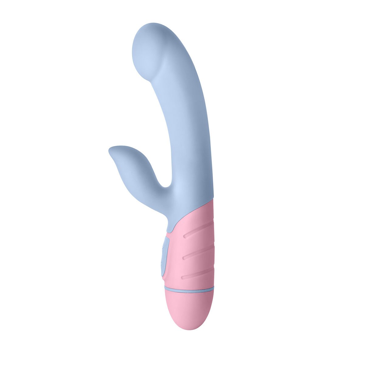 Blue Femme Funn vibrator FFIX Rabbit shown in hand for scale