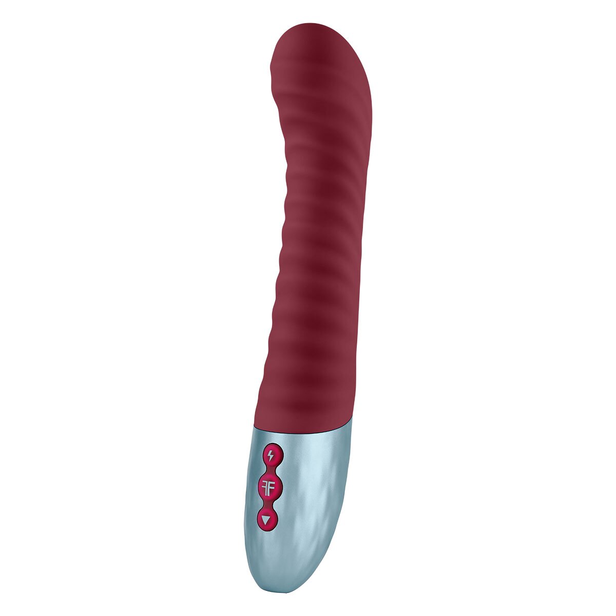 Femme Funn vibrator LOLA G Maroon shown in hand for scale