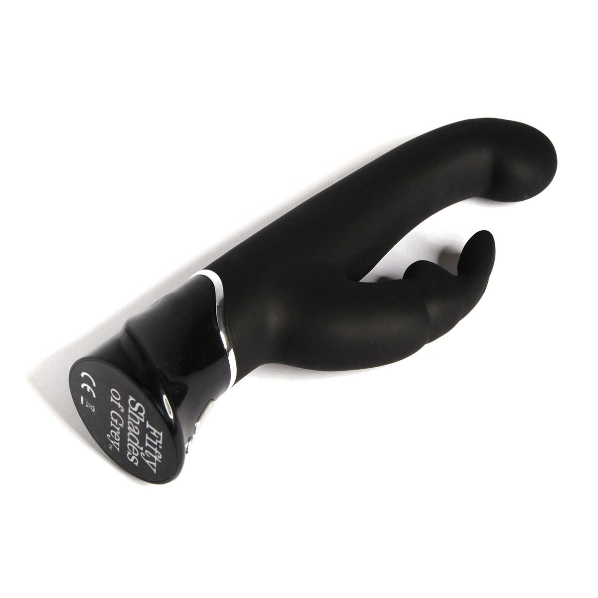 Fifty Shades of Grey vibrator Fifty Shades Greedy Girl Rechargeable G-Spot Rabbit shown in hand for scale