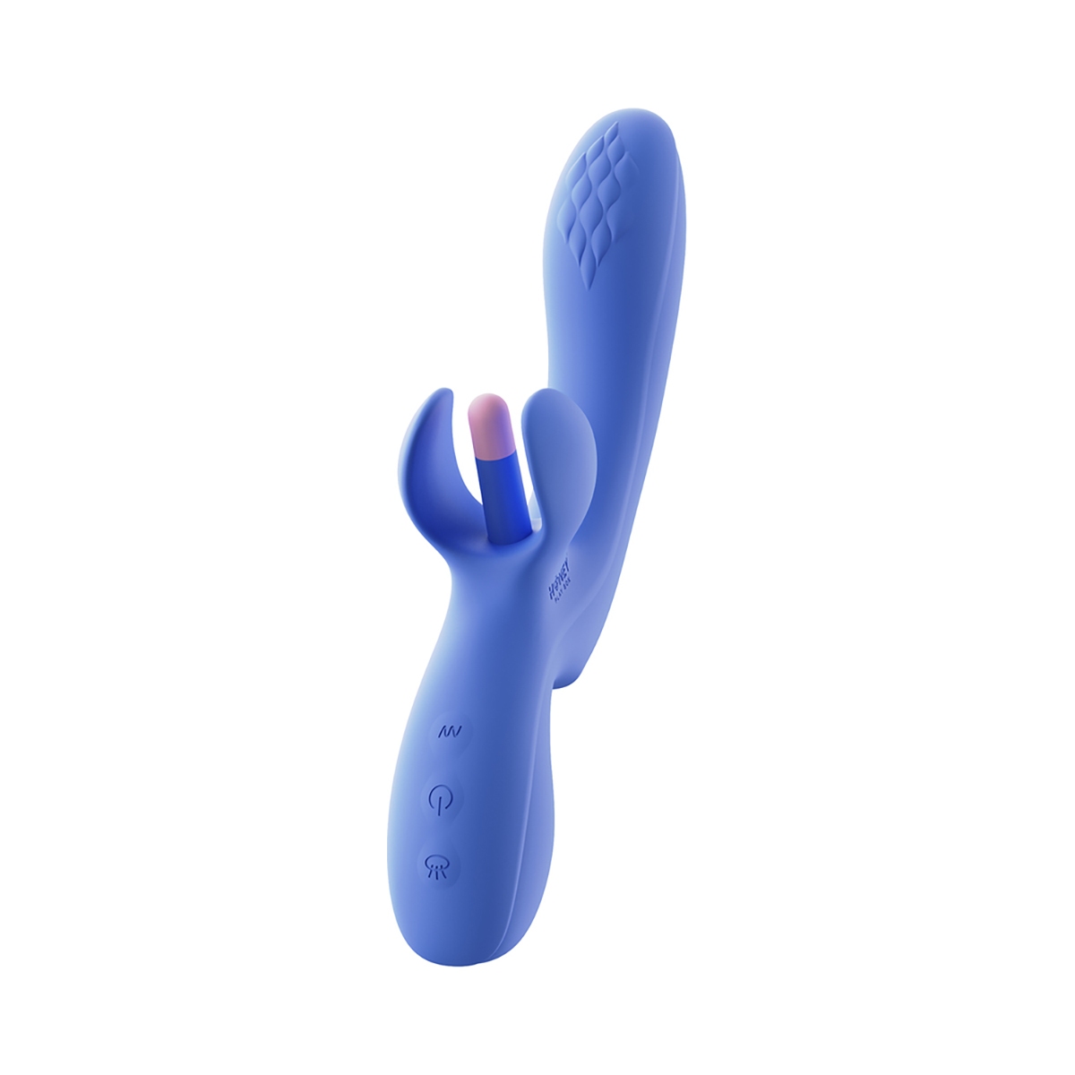 Blue Honey Play Box vibrator Fortexa App-Controlled Kinky Finger Flapping Dual Stimulator shown in hand for scale