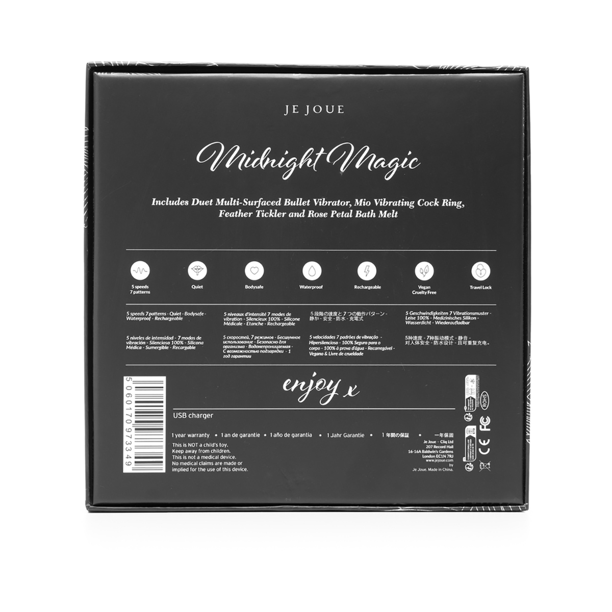 Fully assembled Midnight Je Joue vibrator with smooth exterior
