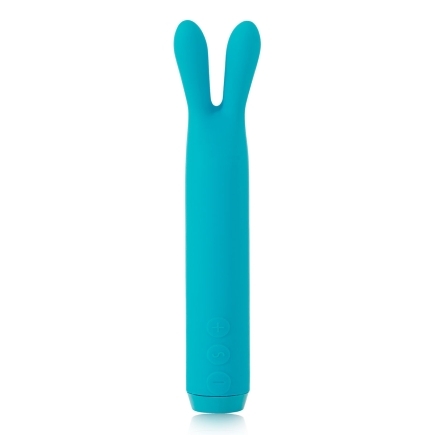 Teal Je Joue vibrator Rabbit shown in hand for scale