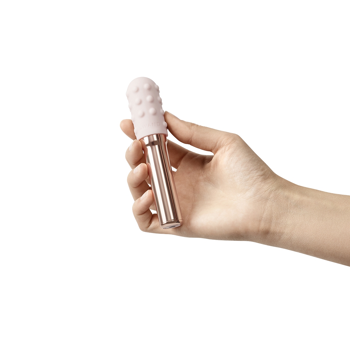 Close-up of the Rose Gold Le Wand vibrator for texture detail