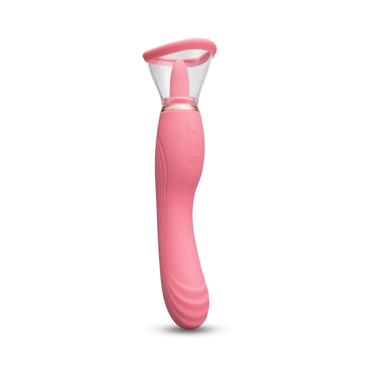 Le Wand vibrator Lick shown in hand for scale