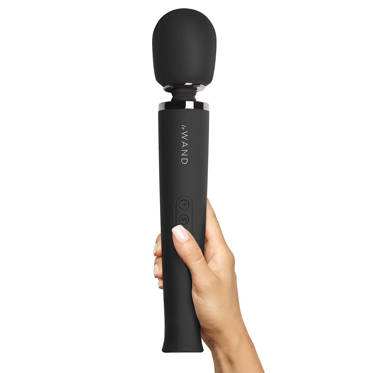 Close-up of the Black Le Wand vibrator for texture detail